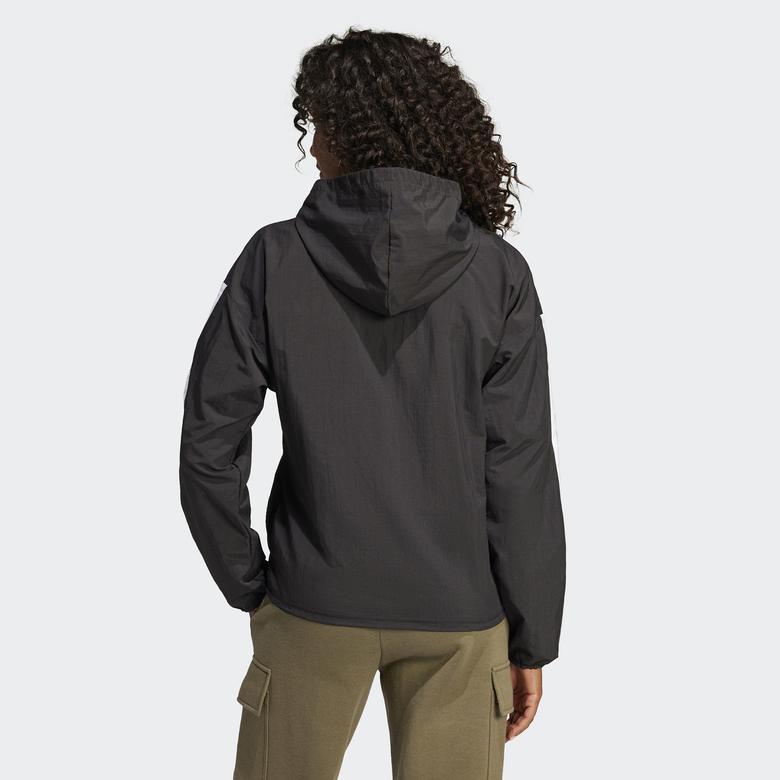adidas Essentials 3 Striped Lifestyle Kadın Siyah Rüzgarlık Ceket