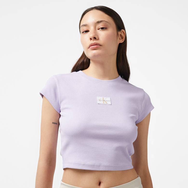 Calvin Klein Jeans Kadın Mor T-Shirt