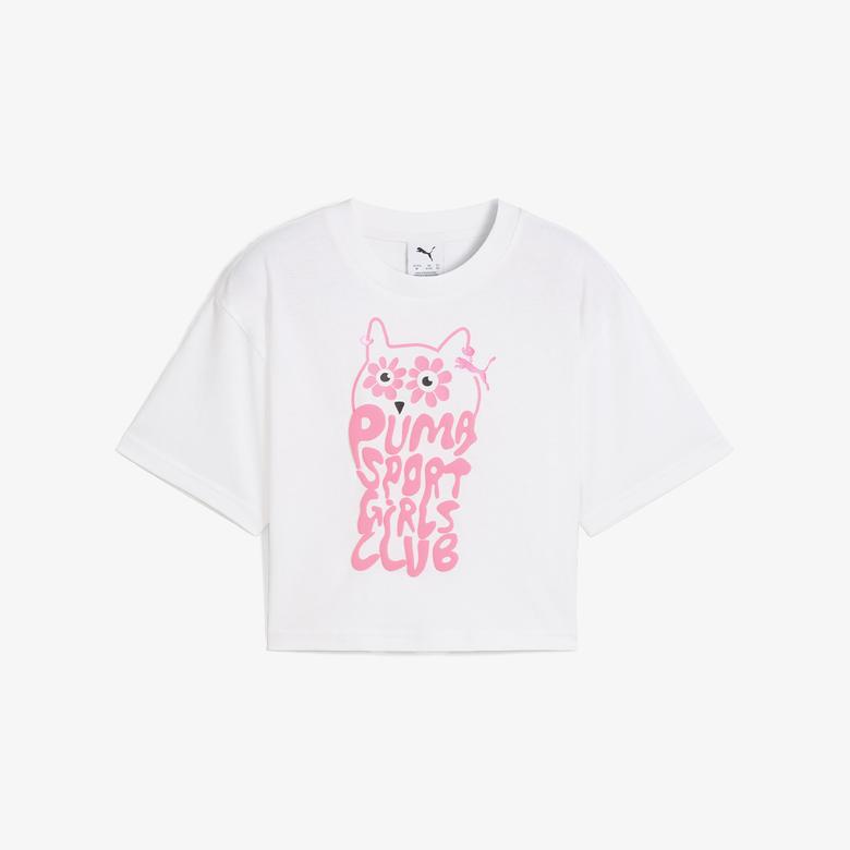 Puma Graphics Length Çocuk Beyaz T-Shirt