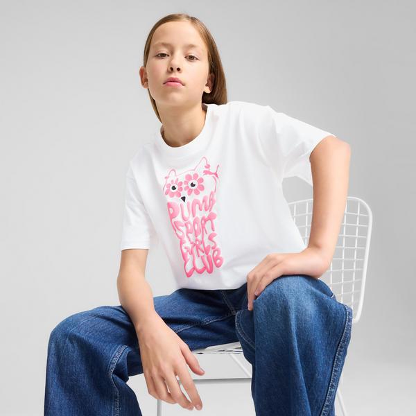 Puma Graphics Length Çocuk Beyaz T-Shirt