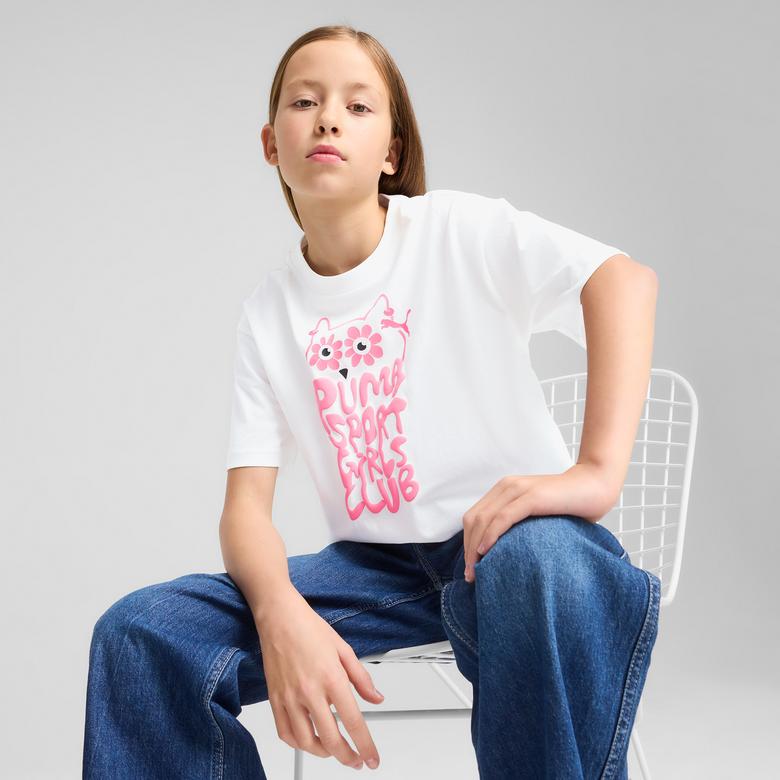 Puma Graphics Length Çocuk Beyaz T-Shirt